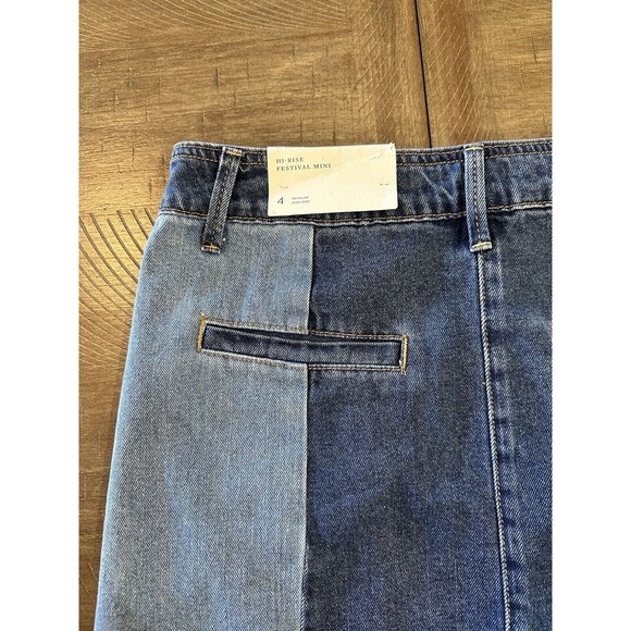 NWT AEO American Eagle Hi-Rise Festival Mini Denim Patchwork Jean Skirt Size 4 - Picture 5 of 12